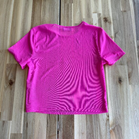 GAP Mesh Crop T-Shirt Bright Pink M - Picture 3 of 3